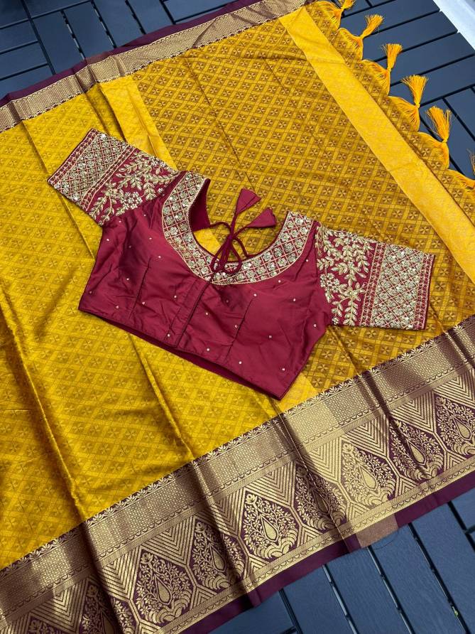 AAB Cotton Silk Embroidery Blouse Non Catalog Sarees